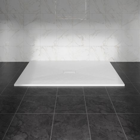 NRG 1500 x 1000mm SMC White Rectangle Slate Effect Bathroom Shower Tray