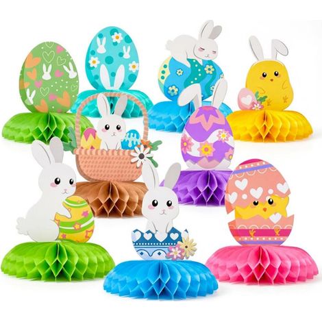 Confezione da 9 decorazioni a nido d'ape - Animali dei cartoni animati