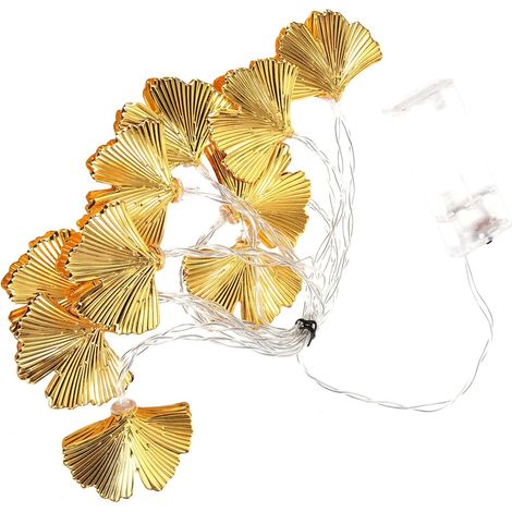 Guirlande Lumineuse Suspendue en Métal Doré Pendentifs de Feuilles, Facile à Installer, Décoration Élégante pour Fêtes et Banquets (1/5)