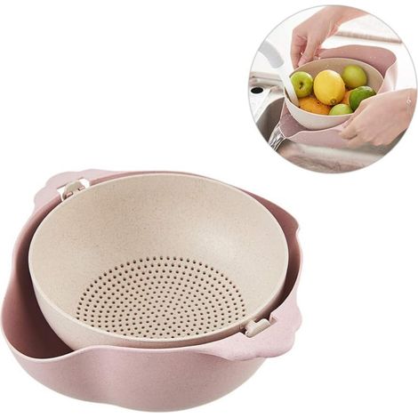 Égouttoir double couche multifonction pour fruits, légumes et riz, panier à laver et drainer pour une cuisine organisée (1/5)