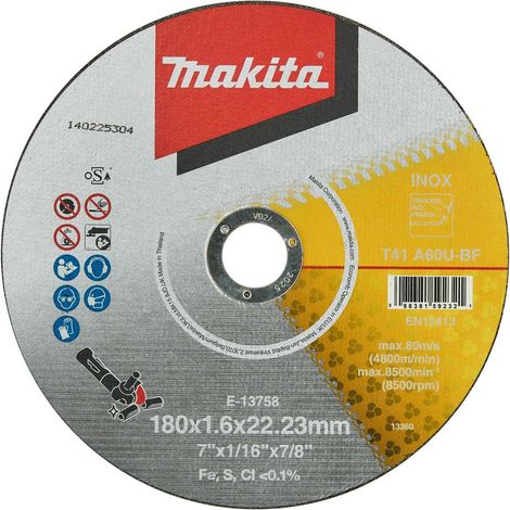 Disco da taglio in acciaio inox MAKITA 180x1,6x22,23 mm E-13758
