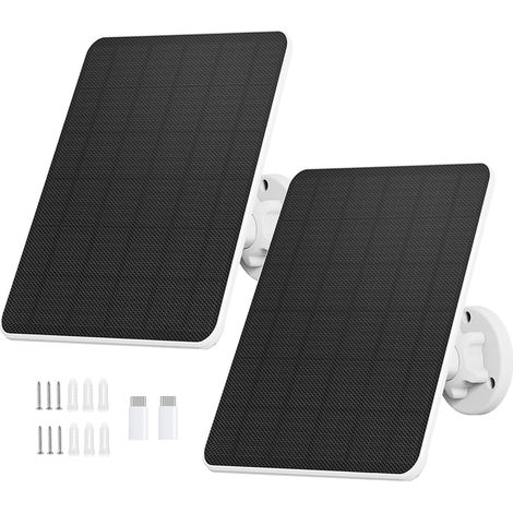 Panneau Solaire usb 6W pour Caméra de Sécurité DC 5V Rechargeable, Sonnette de Porte et Éclairage Extérieur avec Port USB-C, Câble de 3m (1/5)