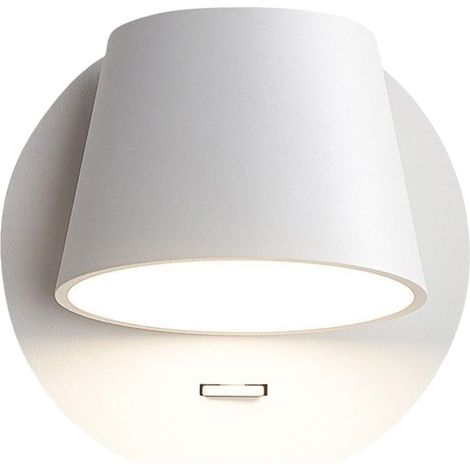 Applique Murale LED Rotation Non Illimitée 350° avec Interrupteur, Lampe Liseuse Murale Blanche Chaude 6W, Lampes de Lecture Murales, Applique Art Deco pour Chambre Chevet (Blanc) (1/5)