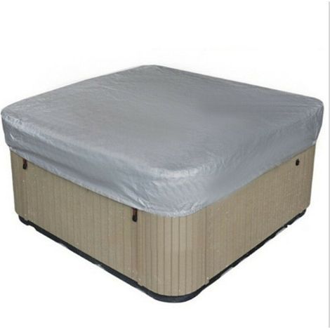 Déstockage Bache d'extérieur pour Spa Housse de Bain à Remous Carrée Etanche Couverture de Spa en Tissu Polyester 190T Anti-poussière Anti-UVavec Un Sac de Rangement ,Gris 207×207×30cm