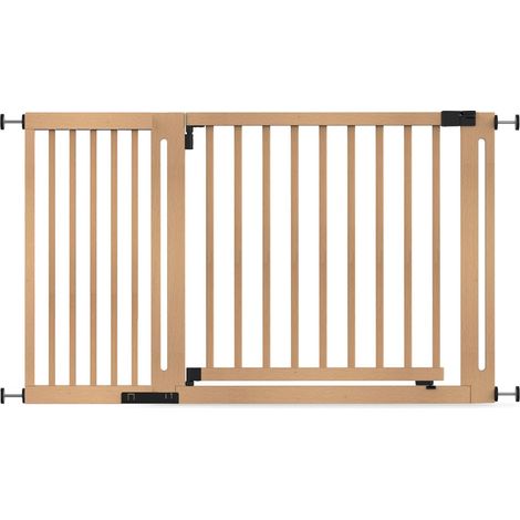 Safetots Barrière Élégante En Bois Naturel, Ouverture Extra Large De 73cm, 15cm - 143cm (1/5)