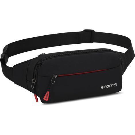 Sac banane imperméable pour promener son chien, avec ceinture ajustable, idéal pour les voyages, la course à pied, la randonnée et les sports de plein air (femme/homme), noir, taille L. Noir.