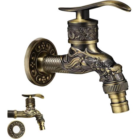Robinet sculpté,Robinet vintage antique de jardin,Robinetde jardin Antique Vintage,pour la Maison Cuisine Salle de Bain ExtérieurJardin,robinet de jardin en bronze,Robineten laitonantique (1/5)