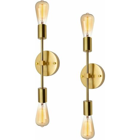 Vanity Light Industrie-Wandleuchte, 2er-Pack Vintage-Badezimmerleuchten, goldene Wandleuchte, Vanity Light Retro-Lampe, 2-flammige Vintage-Wandleuchte für Badezimmer, Flur FLITI