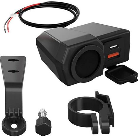 USB-Buchse für Motorradlenker und Rückspiegel, wasserdichtes Schnellladegerät, Netzteil für Handy, digitales Voltmeter, Thermometer