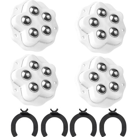 4 roulettes pivotantes auto-adhésives universelles à billes, rotation 360°, pour appareils ménagers, poubelles, boîtes de rangement et meubles, rouleaux adhésifs multi-usages (1/5)