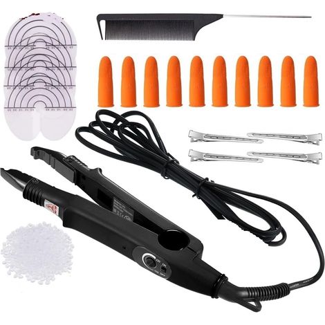 Ensemble D'outils For Extensions De Cheveux, Fer À Repasser, Outils Liaison La Kératine, Pinces, Peignes Protection Des Doigts Gain Temps Efficace (1/5)