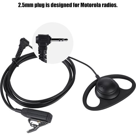 Écouteur Sécurisé avec Crochet d'Oreille et PTT pour Motorola, Connexion 2.5mm Type D (1/5)
