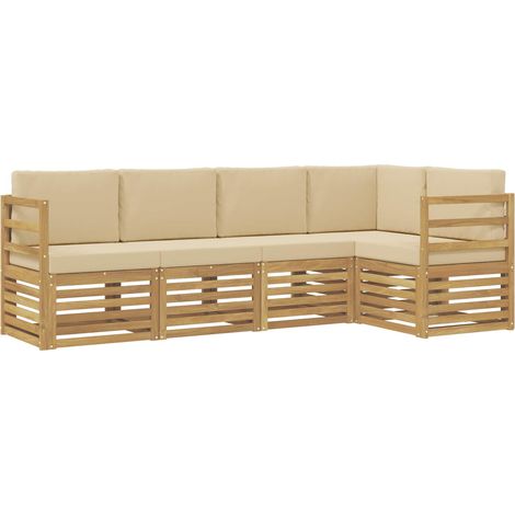 Conjunto de sofás de exterior 5 pcs y Beige 245 x 126,5 x 73 cm vidaXL