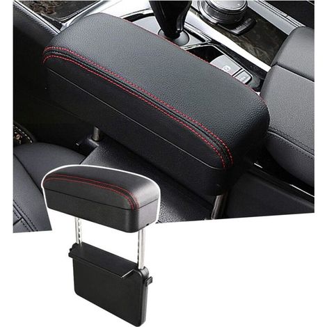 0 - accoudoir Voiture Universel Coussin d'accoudoir, Support de coude, Ajustable, Hauteur Confortable, coude Forearm Wrist Rest, Console Centrale réglable et Confortable (Ligne Rouge) (1/5)