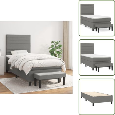 Letto con materasso a molle insacchettate - vidaXL Giroletto a Molle con Materasso Grigio Scuro 100x200 cm Tessuto - Panca multifunzionale