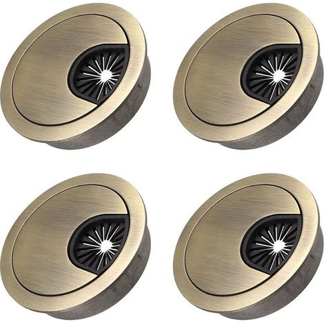 4 Pièces Passe Cable Noble 60 mm Couvercle du Trou de Câble pour Bureaux, Bureaux et Plans de Travail Matériau: Alliage de Zinc (Bronze) (1/5)