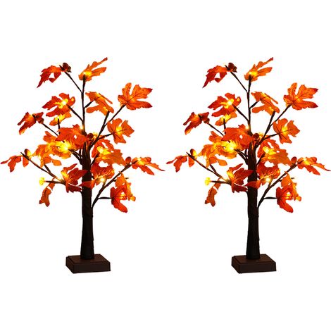 lumières décoratives à fond amovible feuilles d'érable citrouilles + noisettes hauteur fonction minuterie chaud 2 pièces 24LED 60CM Blanc (1/5)
