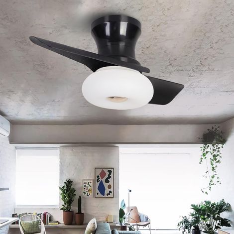 Ventilateur Plafonnier Silencieux 60 cm, Éclairage Dimmable et Télécommande-Noir (1/5)