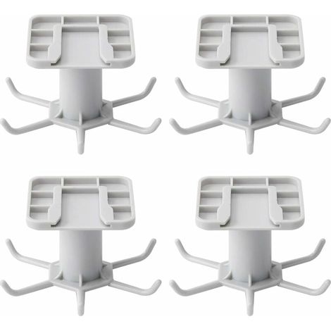 Gancho De Stockage Pivotant 360° - Support Mural Rétractable Pour Ustensiles De Cuisine - 6 Crochets Multifonctions - Gris - Lot De 4 (1/5)