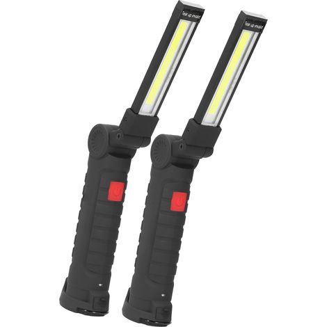 Lampe de travail LED Rechargeable avec Base magnétique, 2 pièces, lampe de travail COB pliable et multifonctionnelle pour l'extérieur, gril (1/5)