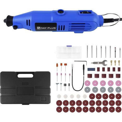 Mini meuleuse multifonction, équipée de 80 types d'accessoires, 6 types de modes à vitesse variable, vitesse 10000-32000 tr / min, peut être utilisée pour le fraisage, la découpe, le meulage et la gra