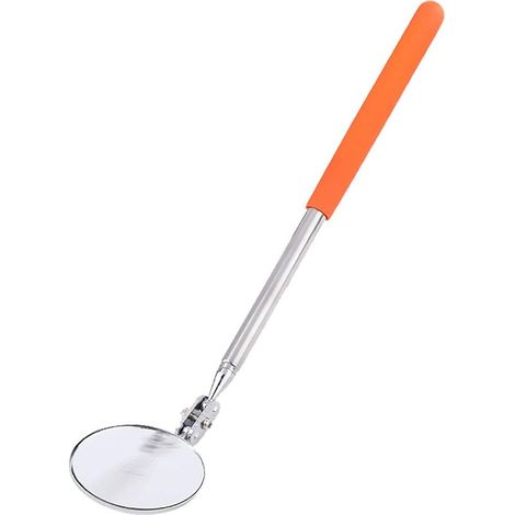 (Portée télescopique 275-440MM) Miroir d'inspection télescopique orange, miroir d'inspection de voiture rond, miroir d'inspection en acier inoxydable 50MM, adapté aux mécaniciens automobiles