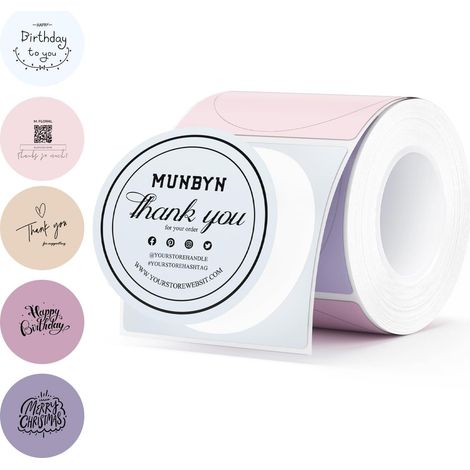Morandi Thermal Round Labels 50 x 50 mm, Multi-coloured Labels in Spring Tones Morandi, 150 Pieces, Ideal for Crafts, Office, School, Organization and Inventory Management (1/5)