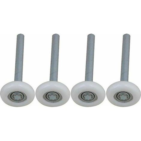Lot de 4 roulettes de porte de garage en nylon à roulement à billes scellé avec tige de 115 mm (1/4)