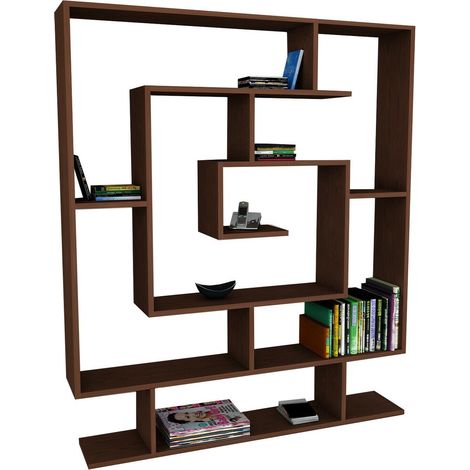 Scaffale Kailua 1089, Marrone, Aperto tutto parete di fondo, Truciolare laminato, 150x125x22cm (1/3)
