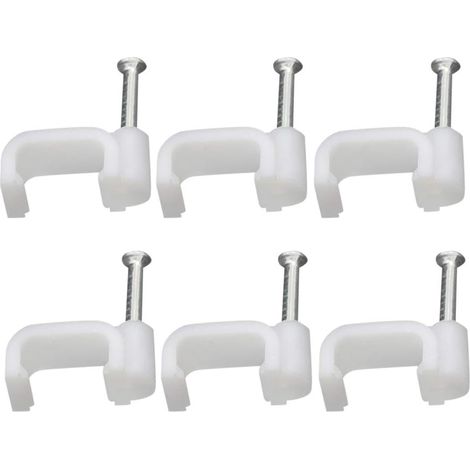 100 Pièces Clips de Câble Colliers de Serrage Câble 10mm, Câble Carré Clips Gestion de Câbles avec Clou, Accroche Cable Mur Attaches Câblesen Acier pour Organiseur Electrique Fil -Blanc
