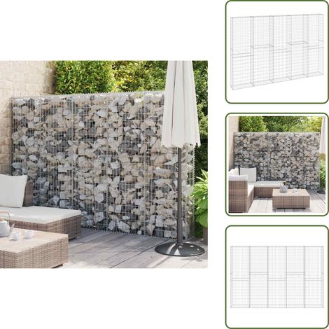 Mur en gabion avec couvercles Acier galvanisé 300x30x200 cm - Mur En Gabion - Cloture Gabion - Panneau De Cloture - Barrieres Exterieur - Decoration Jardin (1/5)