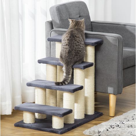 Scala per cani e gatti 60x40,5x59 cm in truciolare grigio, stabile per divano – MEUBLIV (1/4)