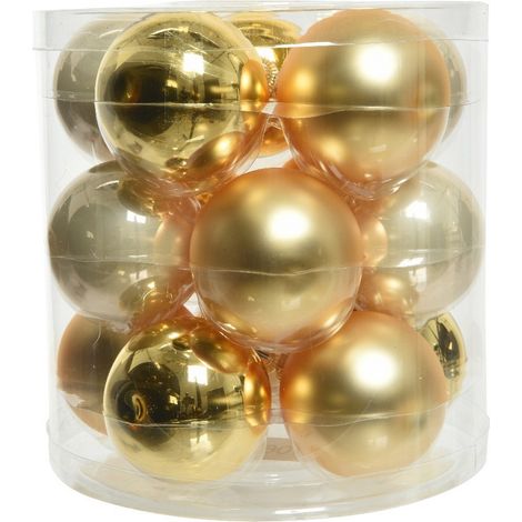 Boules de Noël en verre à suspendre 6 cm Or et Perle. 15 sept.