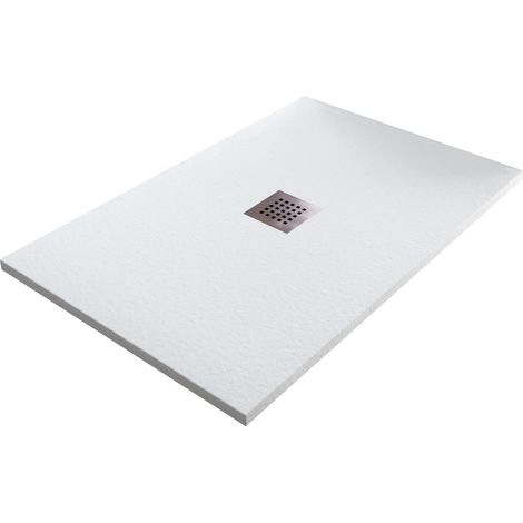 Piatto Doccia in Pietra 75x90 cm Bonussi Ardesia Stone Central Bianco (1/5)