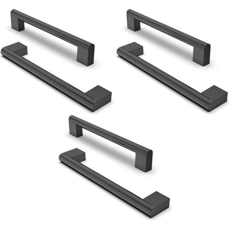 Moderne europäische Schubladengriffe – 160 mm Lochabstand – Ideal für Schränke und Küchenmöbel – Schwarz – 6er-Pack (1/5)