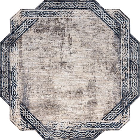 Carpet TINE 75425B Frame vintage - modern, irregular shape grey / navy grey 195x195 cm