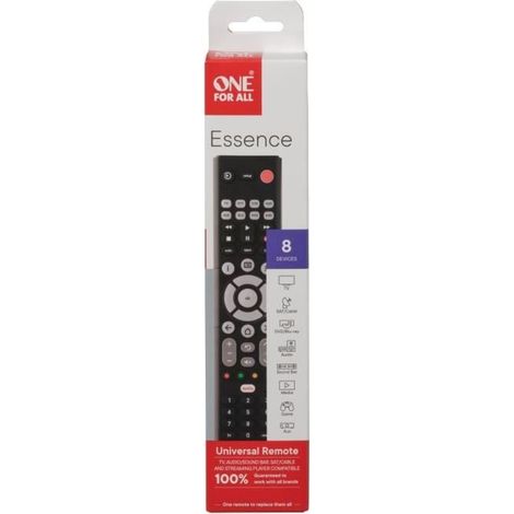One For All Essence Basic 8 mando a distancia IR inalámbrico Audio, DVD/Blu-ray, Consola de juegos, Altavoz para barra de sonido, TV Botones (1/3)