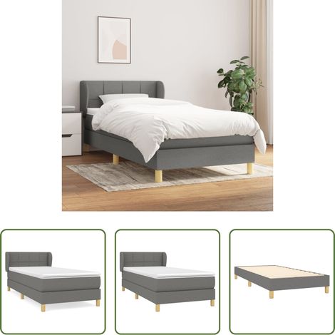 vidaXL Tête de lit réglable - Sommier à lattes de lit avec matelas Gris foncé 80x200 cm Tissu (1/5)