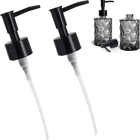 Lot de 2 Têtes de Pompe de Rechange pour Distributeur Rond, Distributeur Savon Pompe Tête, Pompe de Rechange de Distributeur Liquide Vaisselle/sans BPA pour Salle de Bain/Cuisine/Liquide Bouteille (1/5)