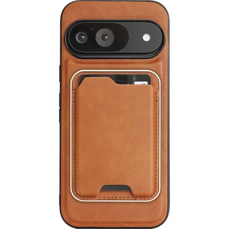 Étui de protection en cuir marron pour Google Pixel 9 Pro XL, étui ultra-fin avec porte-cartes intégré. (1/4)