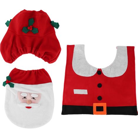 Lot de tapis décoratif de Noël pour couvercle de siège de toilette et tapis de sol salle de bain, décoration maison (1/5)