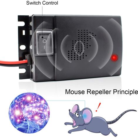 Repellente per roditori ad ultrasuoni, repellente per topi e martore per auto, alimentato da batteria da 12 V e 24 V, 2 pezzi (1/4)
