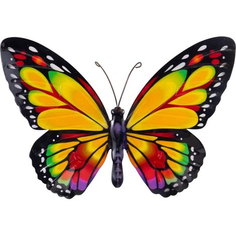 Décoration Murale Métal Papillon Coucher de Soleil - 1 Pièce - Design 3D Résistant - Intérieur et Extérieur - Salon Terrasse Jardin - 35x28 cm (1/3)