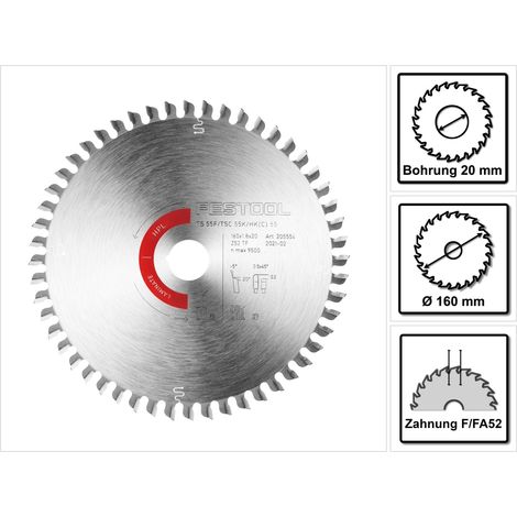 Spezialsägeblatt für Laminat/HPL FESTOOL HW 160x1,8x20 TF52 - 205554