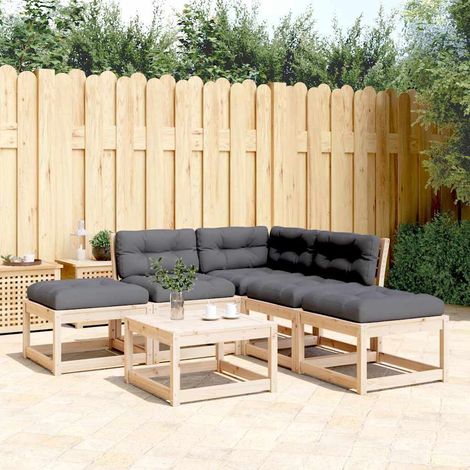 5-tlg. Garten-Sofagarnitur mit Kissen Massivholz Kiefer (1/5)