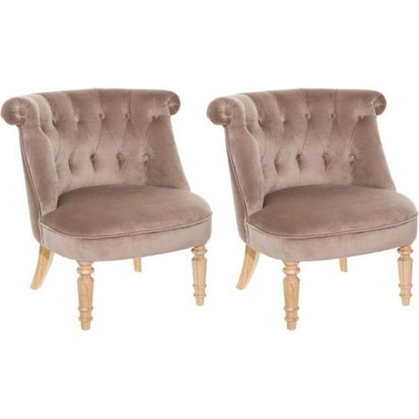 Atmosphera – Lot de 2 fauteuils crapaud en velours taupe – Dimensions 67x66x72cm – Assise confortable – Structure bois solide (1/4)