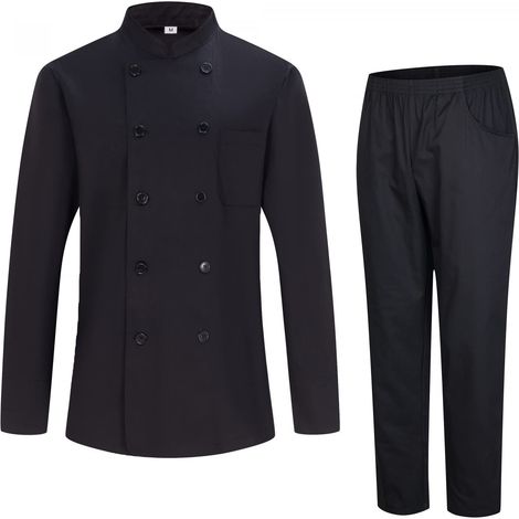 Veste de chef pour hommes - Veste de chef pour hommes - Uniforme d'accueil -Ref.842-5XL, Veste et Pantalons de cuisine 8428 - Noir
