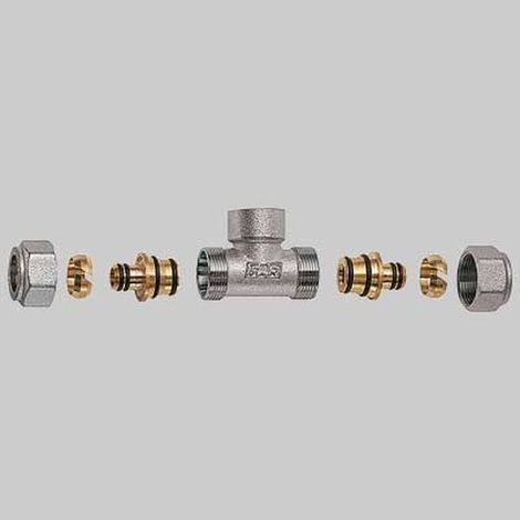RACCORDO A TEE FEMMINA CON 2 ATTACCHI FAR COMPLETO - 1" x 32 x 3