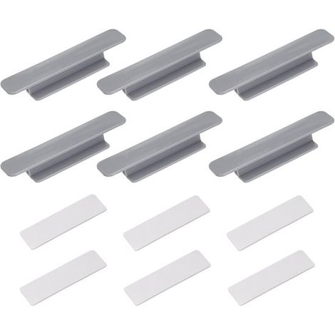 6 poignées adhésives grises pour portes coulissantes et placards (1/5)