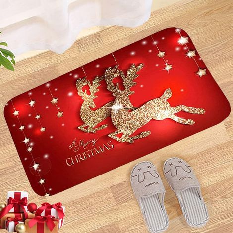 Paillasson de Noël, 40x60cmTapis de Sol de Noël, Tapis de Bain Antidérapant, Tapis D'entrée Noël, Paillasson Absorbant, Décoration Noël Tapis, Motif de Noël Tapis pour Salon Chambre Couloir Salle (1/5)